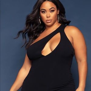 “Cut Me In” mini black dress